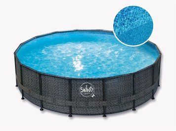 Басейн каркасний 5.49х1.32 м без фільтру, AZURO SWING Wicker dark 02-0017 фото